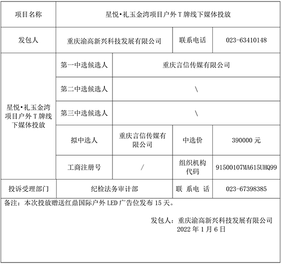 星悦•礼玉金湾项目户外T牌线下媒体投放单一来源采购谈判结果公示-重庆言信传媒有限公司.jpg