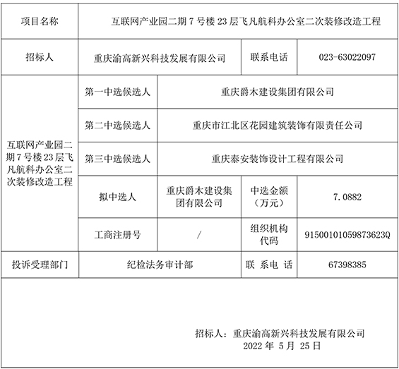 互联网产业园二期7号楼23层飞凡航科办公室二次装修改造工程竞争性比选结果公示GW.jpg